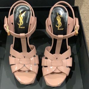 Saint Laurent Tribute Sandals, Patent Blush